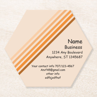 Dessous-de-verre En Papier Coaster - Lignes orange et informations de contact