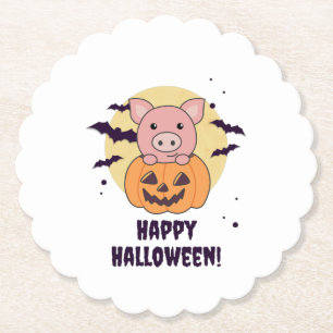 Dessous-de-verre En Papier Cochon En Citrouille Cochons Doux Joyeux Halloween