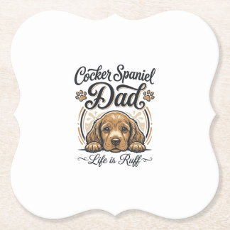 Dessous-de-verre En Papier Cocker Spaniel Dad Life Is Ruff Vintage Dog Shirt_