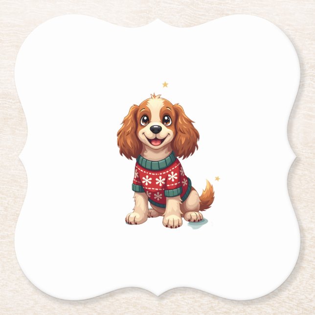 Dessous-de-verre En Papier Cocker Spaniel Flocon de Neige Glow (Devant)