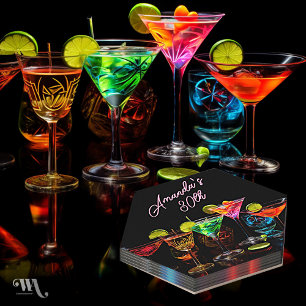 Dessous-de-verre En Papier Cocktail Adulte Neon Blacklight Anniversaire