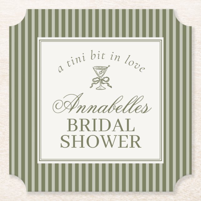 Dessous-de-verre En Papier Cocktail Olive Martini Vieille Fortune Rayé Baby S (Devant)