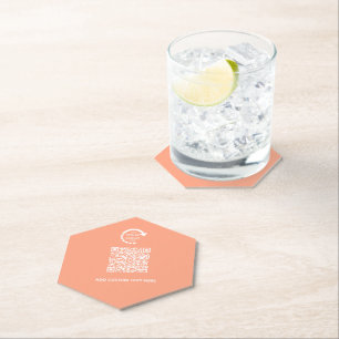 Dessous-de-verre En Papier Code QR du logo de l'entreprise   Corail de Peachy
