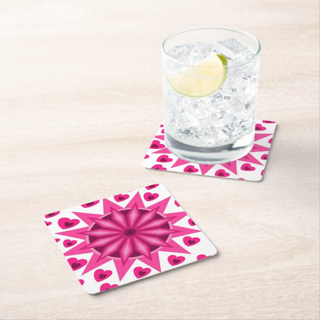 DESSOUS-DE-VERRE EN PAPIER COEUR AMOUR PETITE AMIE FEMME ANNIVERSAIRE DON PAR (En situation)