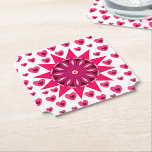 DESSOUS-DE-VERRE EN PAPIER COEUR AMOUR PETITE AMIE FEMME ANNIVERSAIRE DON PAR