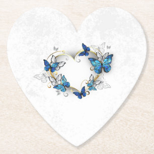 Dessous-de-verre En Papier Coeur bijoux avec papillons Morpho