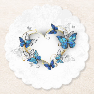 Dessous-de-verre En Papier Coeur bijoux avec papillons Morpho