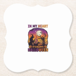 Dessous-de-verre En Papier Coeur C'est toujours Halloween Sorcière Chaudron A
