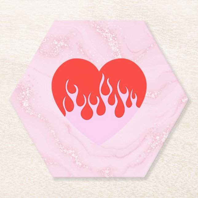 Dessous-de-verre En Papier Cœur de feu (Devant)