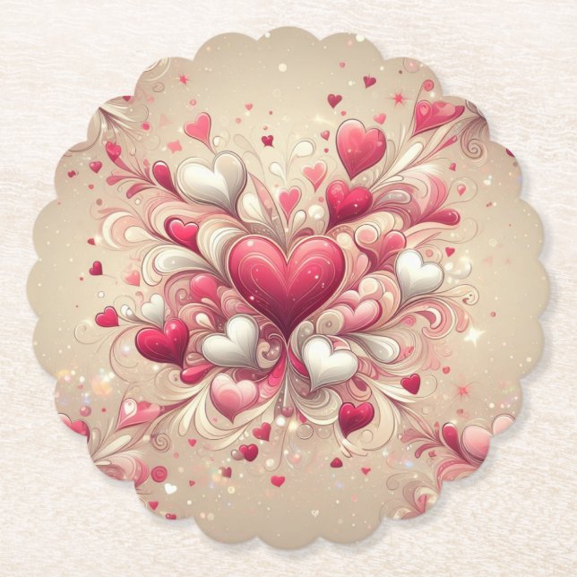 Dessous-de-verre En Papier coeur de la Saint-Valentin (Devant)