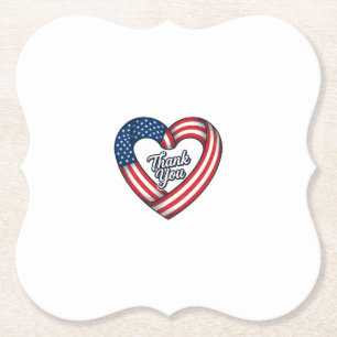 Dessous-de-verre En Papier Cœur patriotique Merci Design vectoriel vintage_1