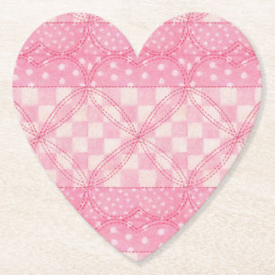 Dessous-de-verre En Papier COEUR ROSE COUVERTURE EN PATCHWORK Dessous de verr