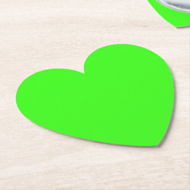 Dessous-de-verre En Papier Cœur Vert Néon (Incliné)