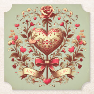 Dessous-de-verre En Papier Coeur vintage Valentine's day xoxo
