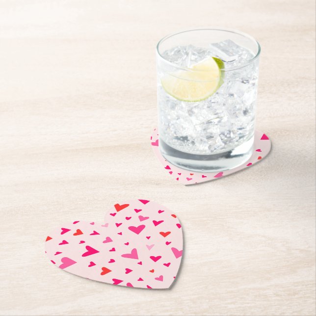 Dessous-de-verre En Papier Cœurs d'amour roses (En situation)
