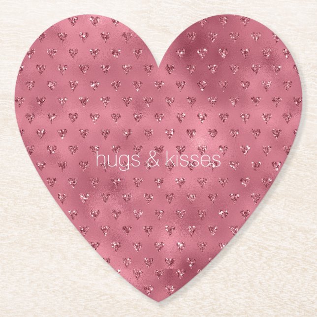 Dessous-de-verre En Papier Coeurs de Parties scintillant rouge brillant (Devant)