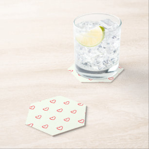 Dessous-de-verre En Papier Coeurs rouges Motif, mignonne, amour