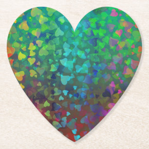 Dessous-de-verre En Papier Coeurs tombants rouge et vert