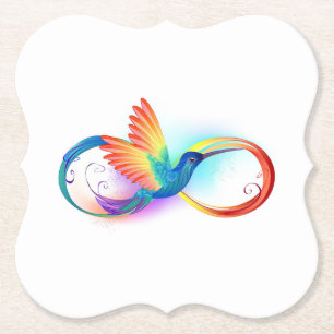 Dessous-de-verre En Papier Colibri arc-en-ciel avec symbole d'infini