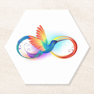 Dessous-de-verre En Papier Colibri arc-en-ciel avec symbole d'infini