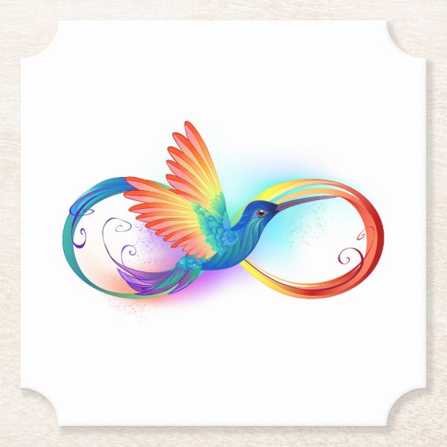Dessous-de-verre En Papier Colibri arc-en-ciel avec symbole Infinity (Devant)