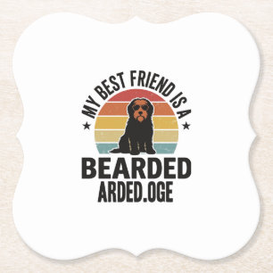 Dessous-de-verre En Papier Colley barbu Design pour amateur de chien Coucher
