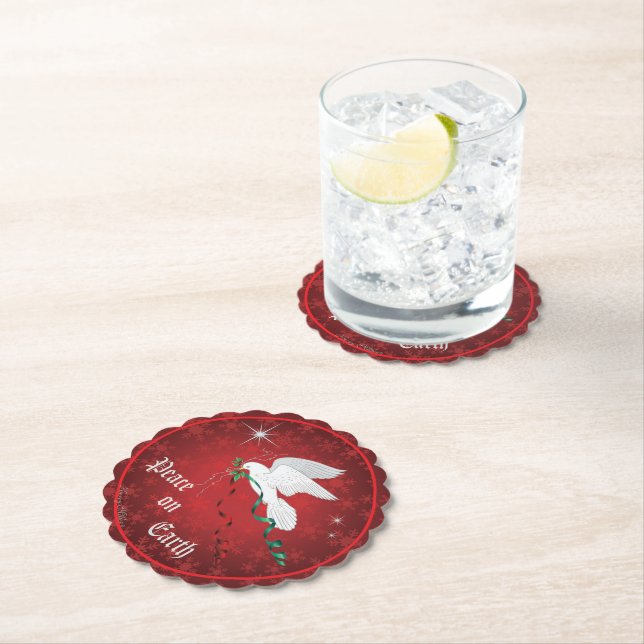 Dessous-de-verre En Papier Colombe blanche (En situation)