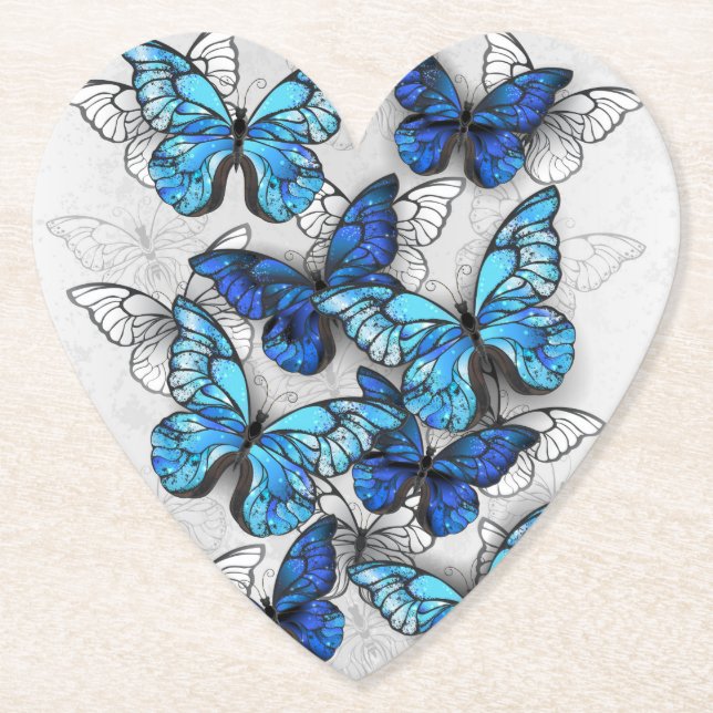 Dessous-de-verre En Papier Composition des White and Blue Butterflies (Devant)