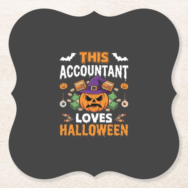 Dessous-de-verre En Papier Comptable Aime Halloween Citrouille Comptable Desi (Devant)