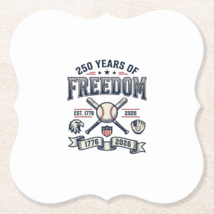 Dessous-de-verre En Papier Conception de baseball patriotique 250 ans de libe