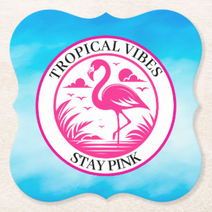 Dessous-de-verre En Papier Conception de cercle d'été flamant rose-68730