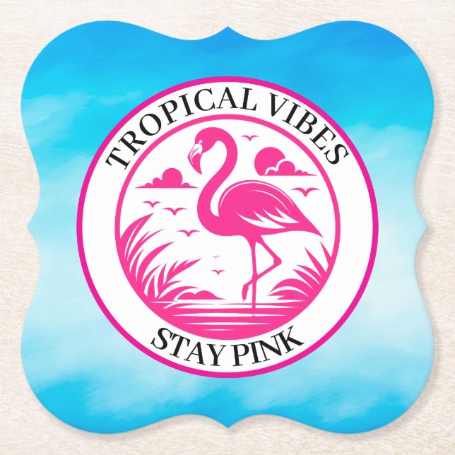 Dessous-de-verre En Papier Conception de cercle d'été flamant rose-68730 (Devant)