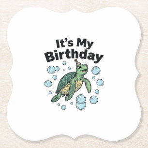 Dessous-de-verre En Papier Conception de chemise d'anniversaire de tortue mar