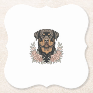 Dessous-de-verre En Papier Conception de chemise de portrait floral Rottweile
