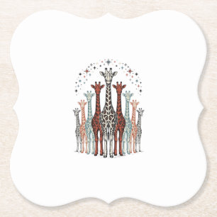 Dessous-de-verre En Papier Conception de chemise de safari troupeau de girafe