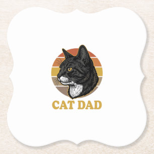 Dessous-de-verre En Papier Conception de chemise pour papa de chat vintage ré