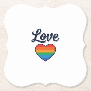 Dessous-de-verre En Papier Conception de chemise vectorielle Love Rainbow Hea