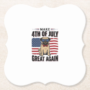 Dessous-de-verre En Papier Conception de chemise vintage patriotique Pug 4 ju