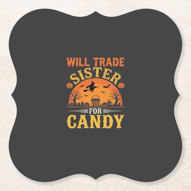 Dessous-de-verre En Papier Conception de commerce de sœur de Candy Halloween_ (Devant)