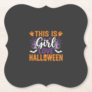 Dessous-de-verre En Papier Conception de fantôme Halloween Girl Love_1