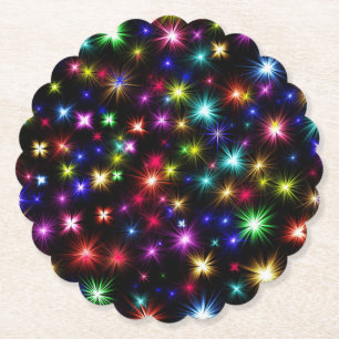 Dessous-de-verre En Papier Conception de feux d'artifice Étoiles Colorées