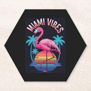 Dessous-de-verre En Papier Conception de flamant rose d'été Miami Vibes-63454