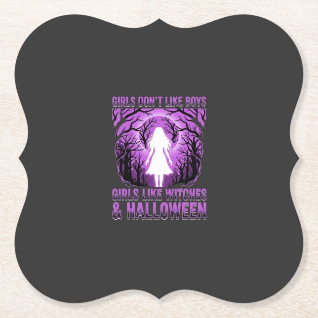 Dessous-de-verre En Papier Conception de Halloween pour filles comme des sorc (Devant)