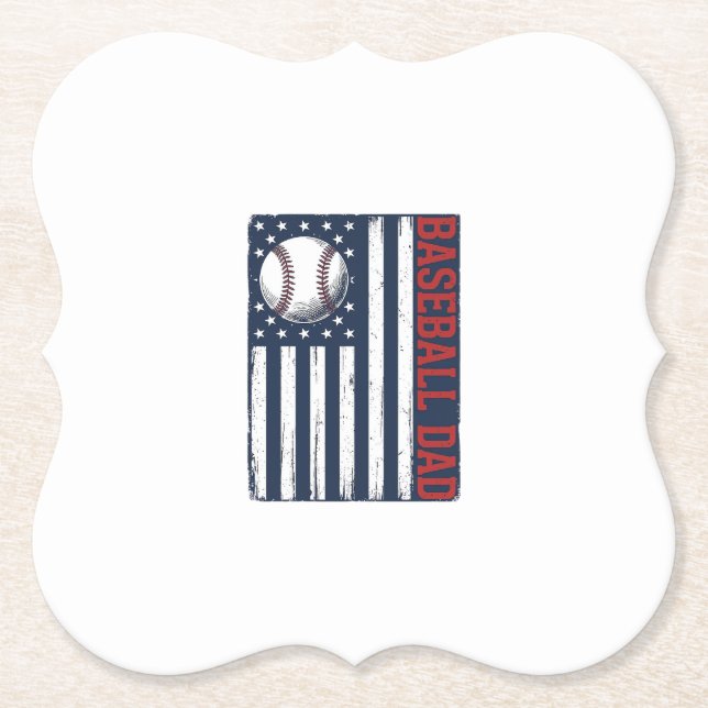 Dessous-de-verre En Papier Conception de maillot de drapeau de papa de baseba (Devant)