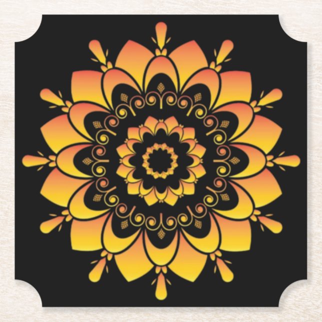 Dessous-de-verre En Papier Conception de mandala unique doré (Devant)