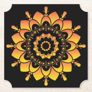 Dessous-de-verre En Papier Conception de mandala unique doré-95748