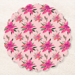 Dessous-de-verre En Papier Conception de motif floral Fleurs roses