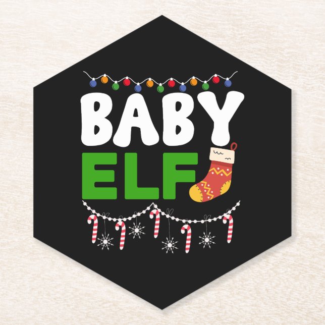 Dessous-de-verre En Papier Conception de Noël de bébé elfe-84608 (Devant)