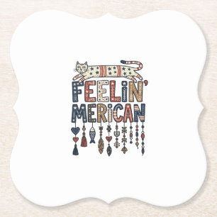 Dessous-de-verre En Papier Conception de T-Shirt Américain Chat Folk Patrioti