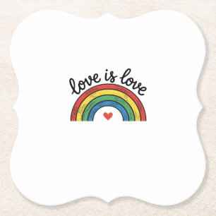 Dessous-de-verre En Papier Conception de t-shirt cœur arc-en-ciel vintage Lov
